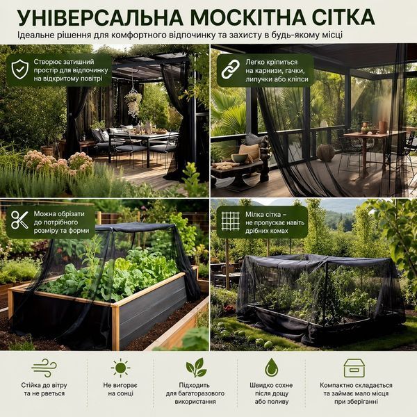 Універсальна захисна москітна сітка Mesh для саду, теплиць та альтанок (розмір M - 240 х 400 см) G5501 фото