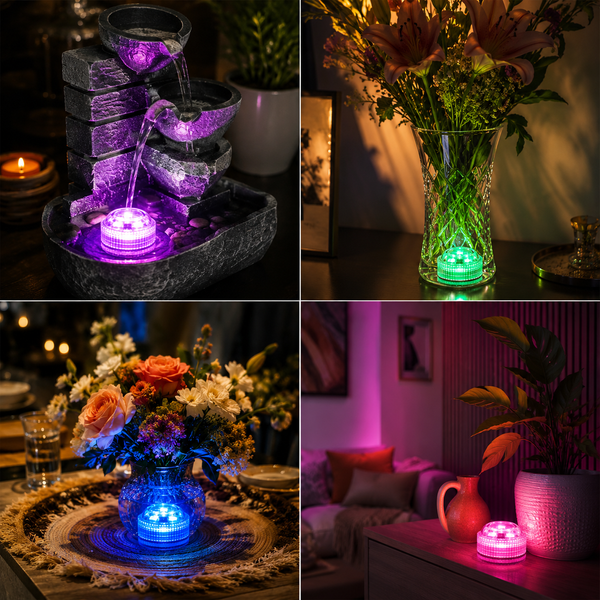 Подводные RGB LED светильники для бассейна с пультом, на батарейках, комплект 4 шт G5705 фото