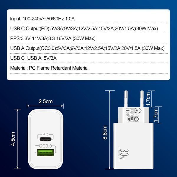 Зарядное устройство USB C мощностью 30 Вт MatauMahi V2794 фото