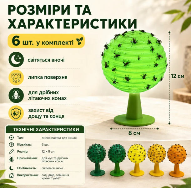 Клеевые ловушки для мух с защитой от дождя и солнца ( 6 шт) G5642 фото