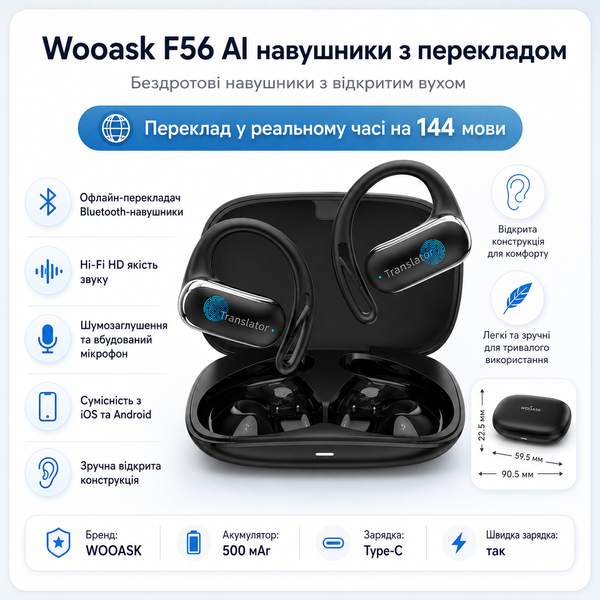 Беспроводные bluetooth наушники с функцией перевода G5773 фото