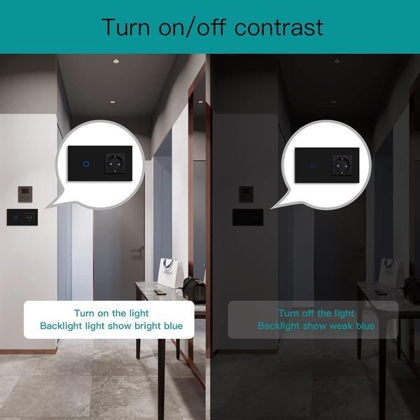 Обычная розетка с умным выключателем Alexa Google Tuya BSEED Glass Schuko V1475 фото