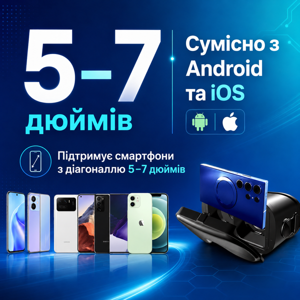 VR-окуляри VRG Q8 для смартфона 5&ndash;7 дюймів, сумісні з Android та iOS G5686 фото