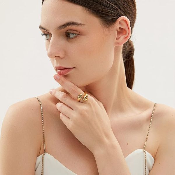 Массивные кольца YADUDA с толстым золотым покрытием 18K, размер 8 V2493 фото