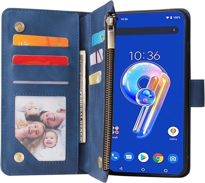 Чехол-кошелек для Asus ZenFone 9 с защитным стеклом для экрана G4067 фото