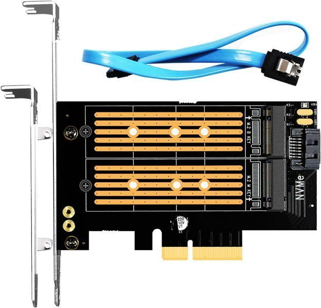 Адаптер GLOTRENDS PA12 Dual M.2 SSD PCIe X4 без радиатора для одного M.2 NVMe SSD и одного M.2 SATA SSD G3273 фото Адаптер GLOTRENDS PA12 Dual M.2 SSD PCIe X4 без радиатора для одного M.2 NVMe SSD и одного M.2 SATA SSD G3273 фото