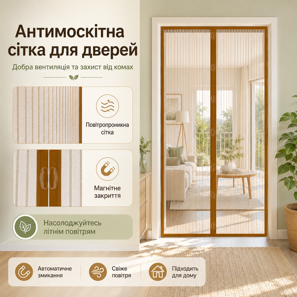 Антимоскитная магнитная сетка на двери 100&times;210 см с автоматическим закрытием G5588 фото