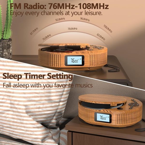 Портативный CD-проигрыватель Arafuna и Bluetooth-колонка 2 в 1 с пультом дистанционного управления и FM-радио G4275 фото