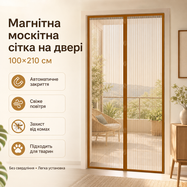 Антимоскитная магнитная сетка на двери 100&times;210 см с автоматическим закрытием G5588 фото