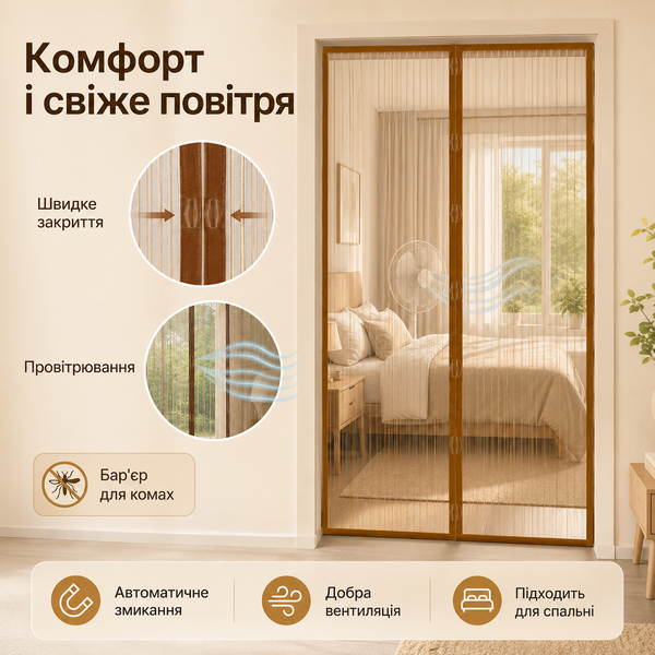 Антимоскитная магнитная сетка на двери 100&times;210 см с автоматическим закрытием G5588 фото
