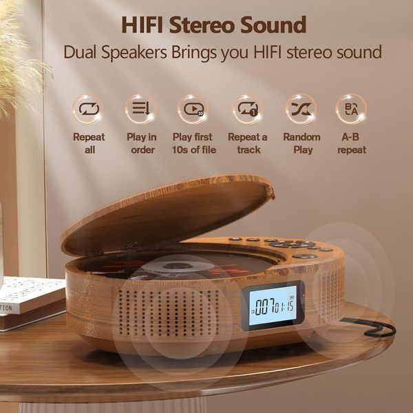 Портативный CD-проигрыватель Arafuna и Bluetooth-колонка 2 в 1 с пультом дистанционного управления и FM-радио G4275 фото