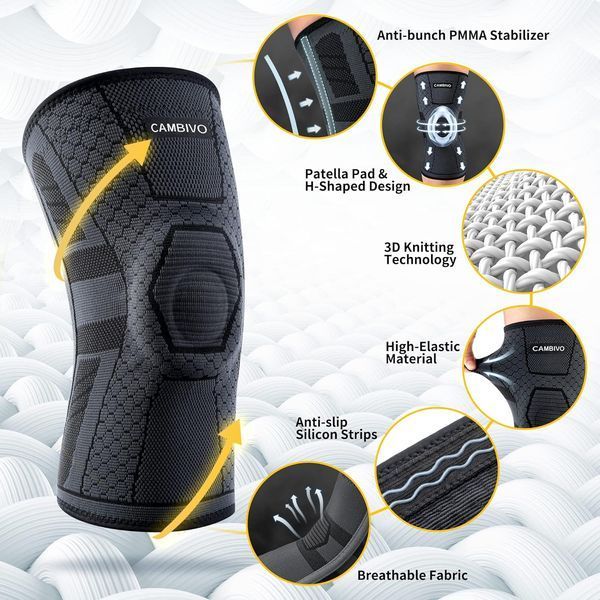 Компрессионный бандаж на колено с боковыми стабилизаторами CAMBIVO Knee Support XL (2 шт. в упаковке) G2419 фото Компрессионный бандаж на колено с боковыми стабилизаторами CAMBIVO Knee Support XL (2 шт. в упаковке) G2419 фото