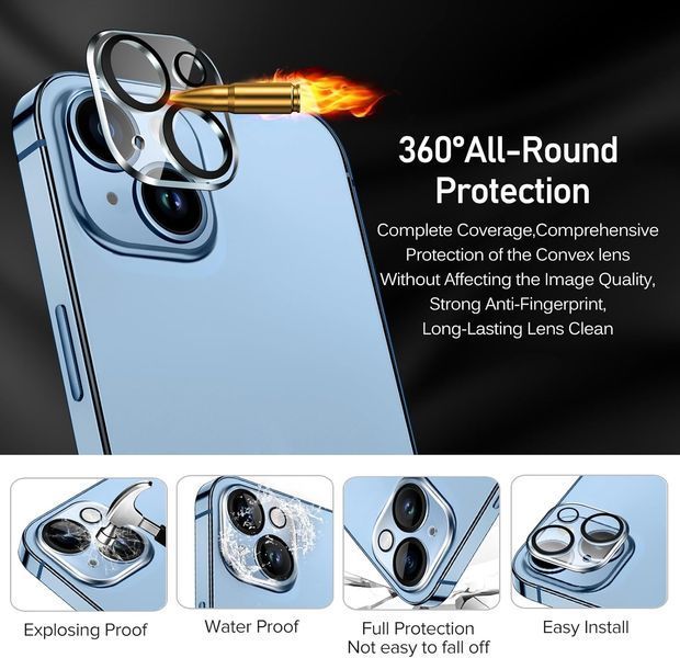 Набор защитное стекло (4 шт) для камеры iPhone 14\15\14 Plus\15 Plus ivoler V1447 фото