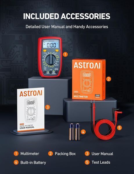 Цифровий мультиметр AstroAi 2000 V3033 фото