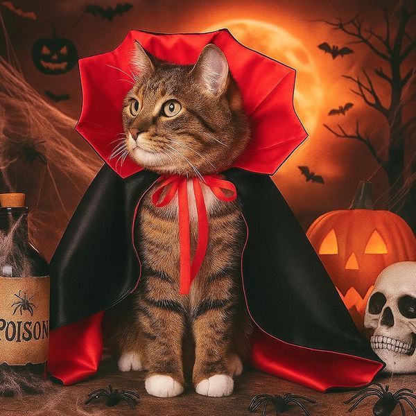 Костюм на Геловін для котів та малих порід собак у вигляді плаща V4678 фото