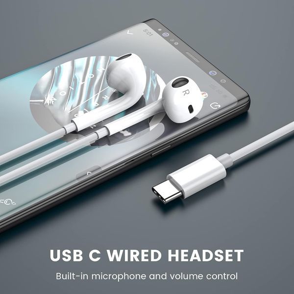 Проводные наушники с микрофоном для смартфонов с интерфейсом USB C (Комплект 2 шт) G3692 фото