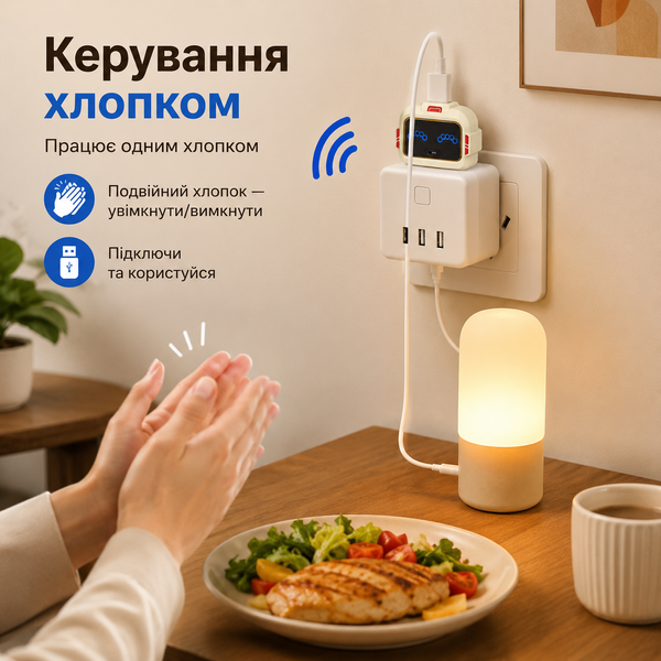 USB вимикач з керуванням хлопком для USB-пристроїв, без Wi-Fi та додатка G5717 фото