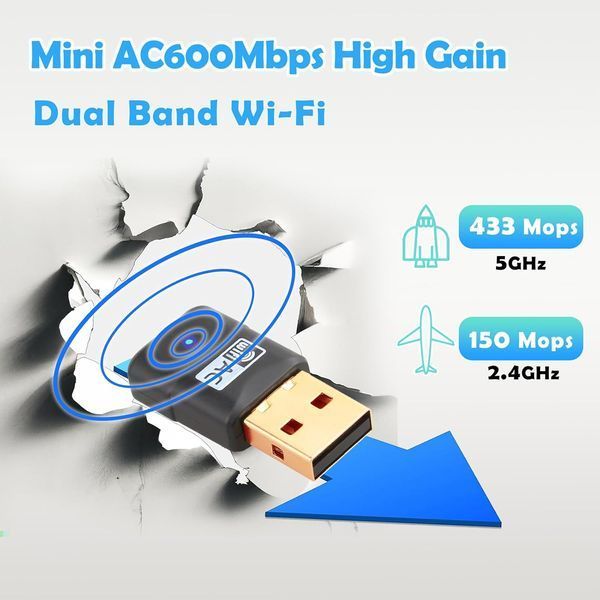 Двухдиапазонный USB-адаптер WiFi 600 Мбит/с для ПК Mini G1959 фото Двухдиапазонный USB-адаптер WiFi 600 Мбит/с для ПК Mini G1959 фото