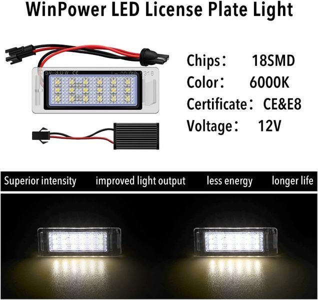 Светодиодный фонарь подсветки номерного знака WinPower 18 SMD 6000K (Комплект 2шт) V1905 фото Светодиодный фонарь подсветки номерного знака WinPower 18 SMD 6000K (Комплект 2шт) V1905 фото
