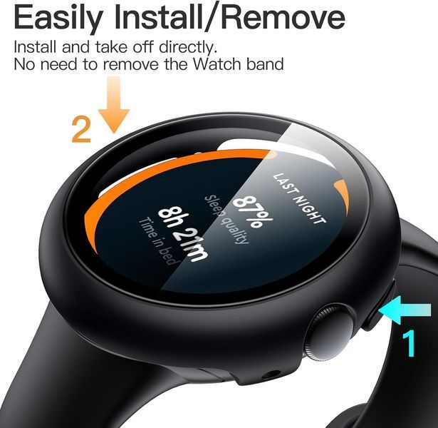 Комплект захисних чохлів JETech зі склом для Google Pixel Watch 3 45mm 2 шт V4164 фото