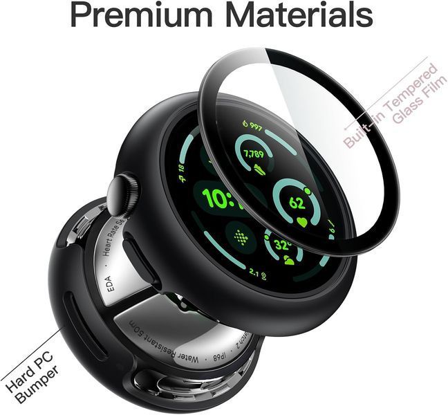 Комплект захисних чохлів JETech зі склом для Google Pixel Watch 3 45mm 2 шт V4164 фото