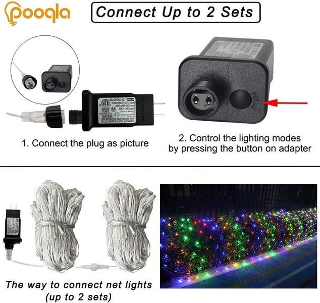Різнокольорова сітчаста гірлянда для вулиці Pooqla 450х150см G5122 фото Різнокольорова сітчаста гірлянда для вулиці Pooqla 450х150см G5122 фото