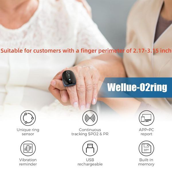 Пульсоксиметр Wellue O2Ring Bluetooth з вібраційним нагадуванням G4233 фото