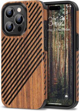 Чохол для iPhone 15 Pro Max TENDLIN з оздобленням під дерево V3754 фото