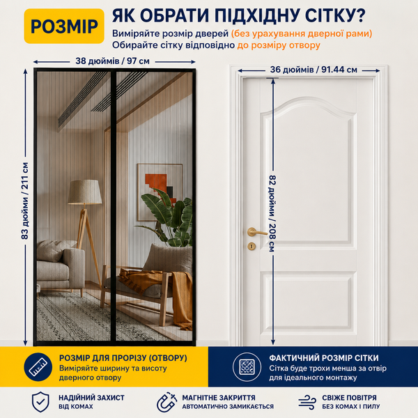 Магнитная москитная сетка на двери 70 x 180 см VT0001 фото